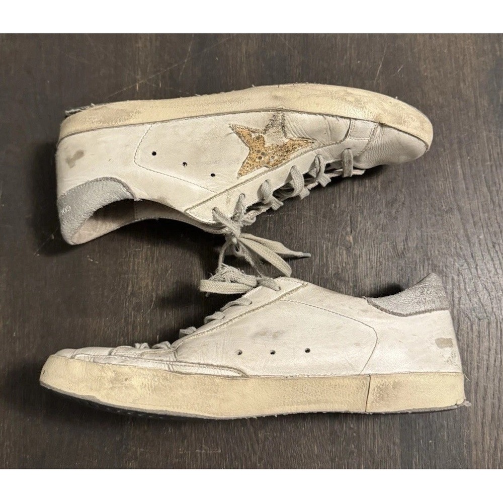 Golden Goose GGBD Superstar White With Gray Leather Sneakers EU Size‎ 40 WORN